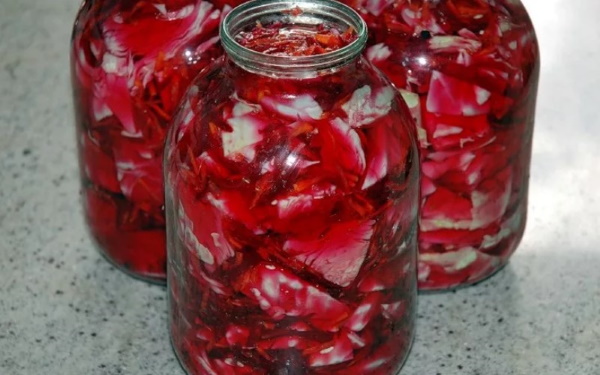 Капуста со свеклой и чесноком быстрого приготовления с уксусом, маслом, морковью по-грузински, корейски, армянски