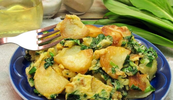 Жареная картошка с яйцом на сковороде. Рецепт с фото