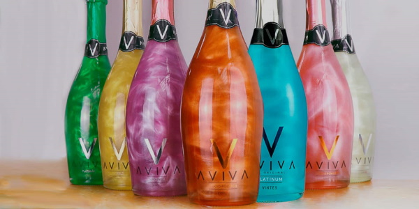 Шампанское с блестками AVIVA голубое, розовое, красное, белое