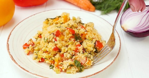 Кускус гарнир с овощами, к мясу, для рыбы. Рецепт с фото