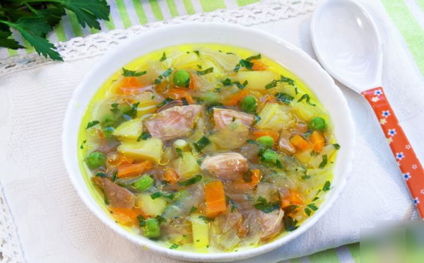 Куриный суп с зеленым горошком и яйцом. Рецепт с фото