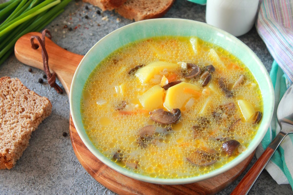 Суп с ячневой крупой и курицей, грибами, капустой на мясном бульоне