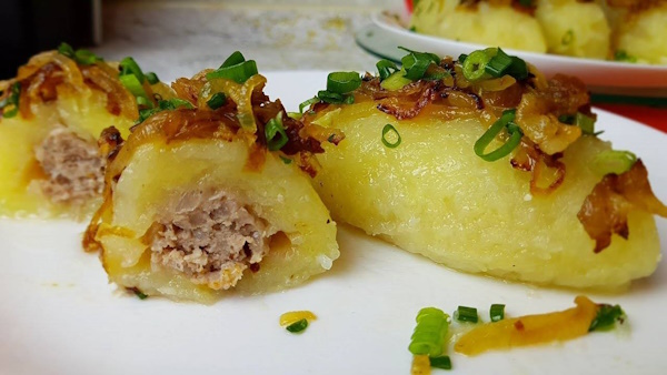 Клецки картофельные с фаршем, мясом. Рецепт по-белорусски